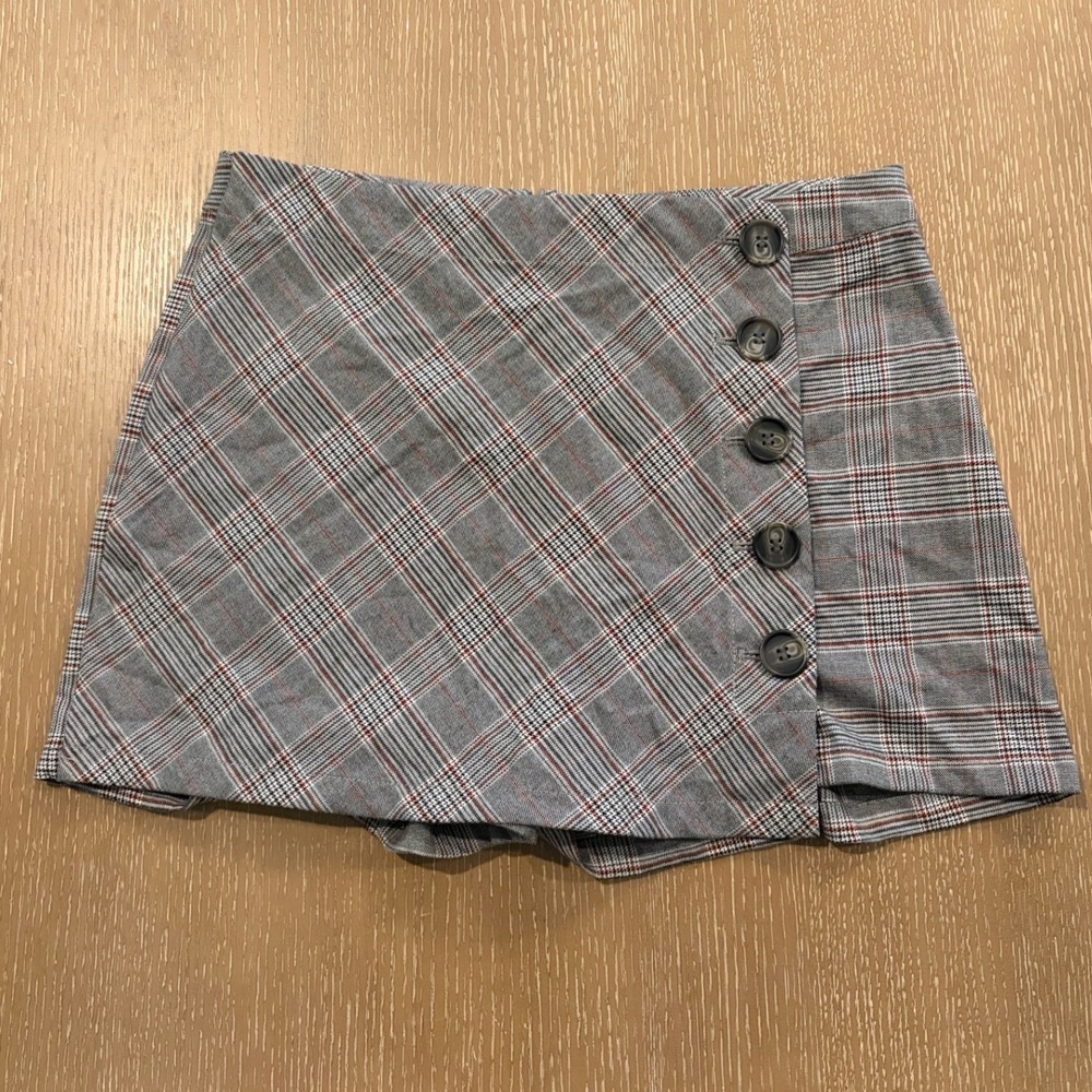 Vintage 00s Y2K Anti-Blue by Blue Spice Gray Plaid Mini Skirt 13 Skort